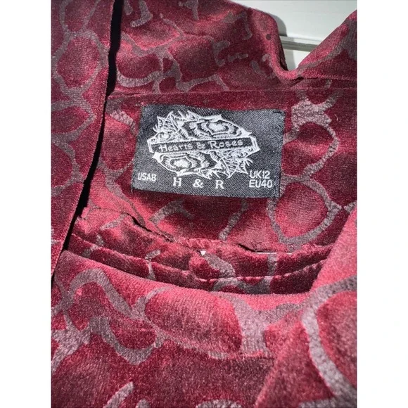 hearts & roses size 8 heavy burgundy plum velvet 50s style dress stunning EUC - Picture 5 of 8